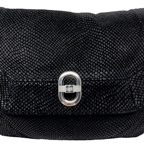 Aimee Kestenberg Genuine Leather Lizard Embossed Shoulder/Crossbody Bag Black - Picture 2 of 10